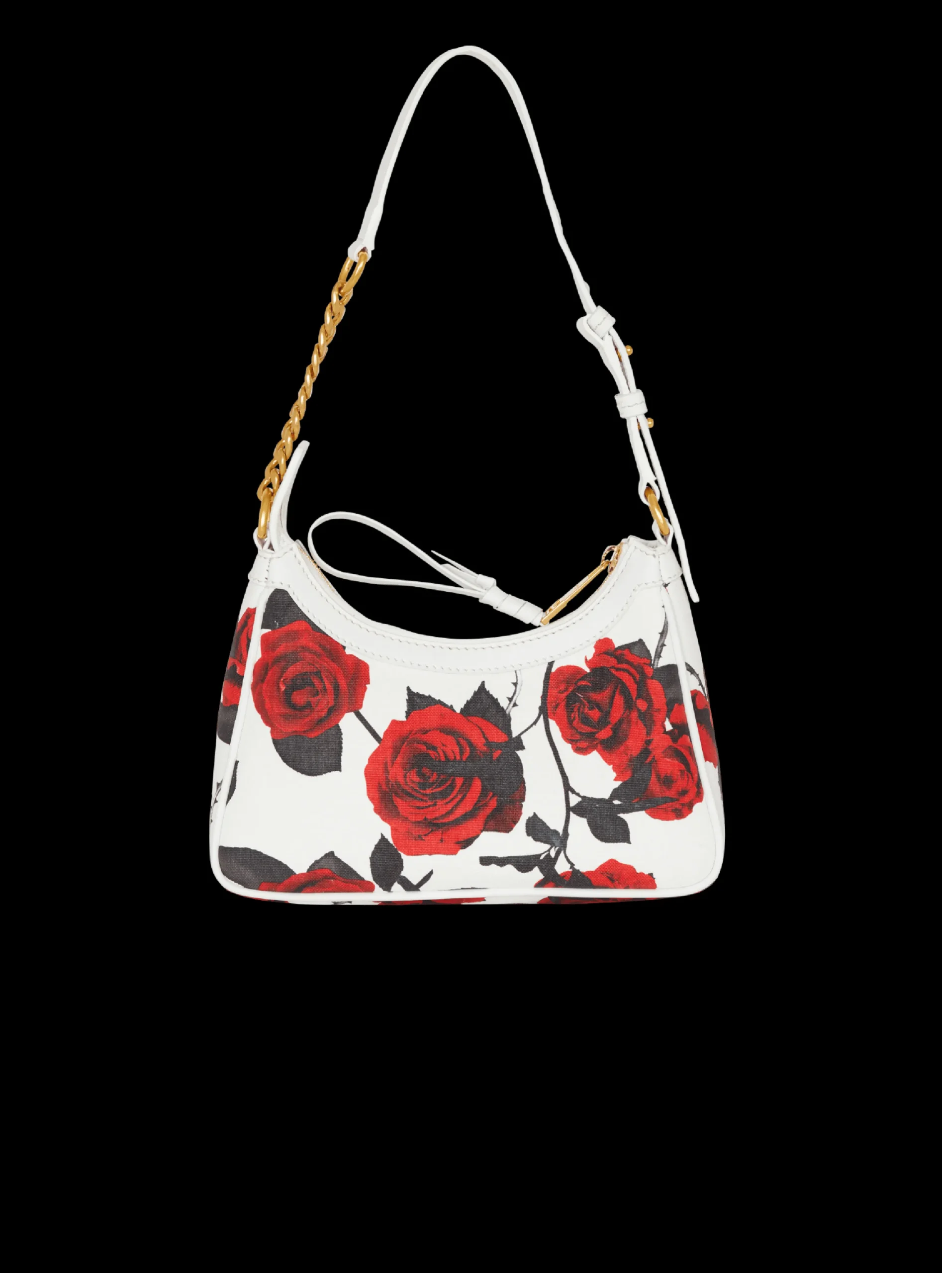 Women Balmain Canvas B-Army Shoulder Bag With A Roses Print