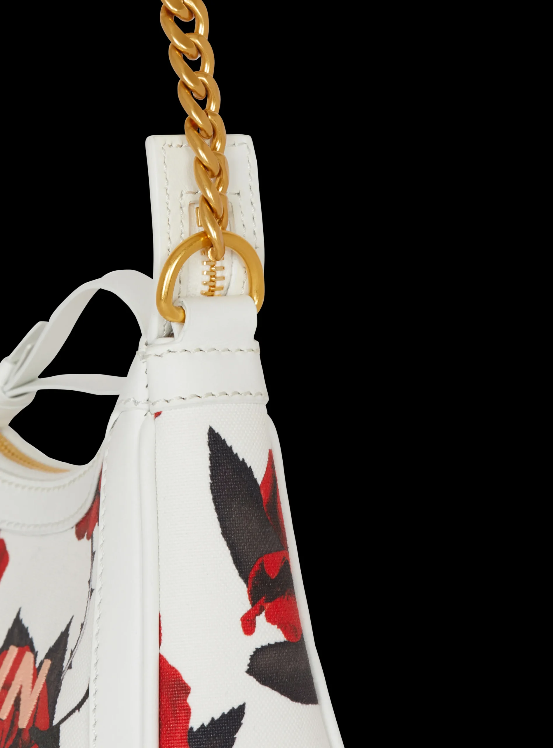 Women Balmain Canvas B-Army Shoulder Bag With A Roses Print