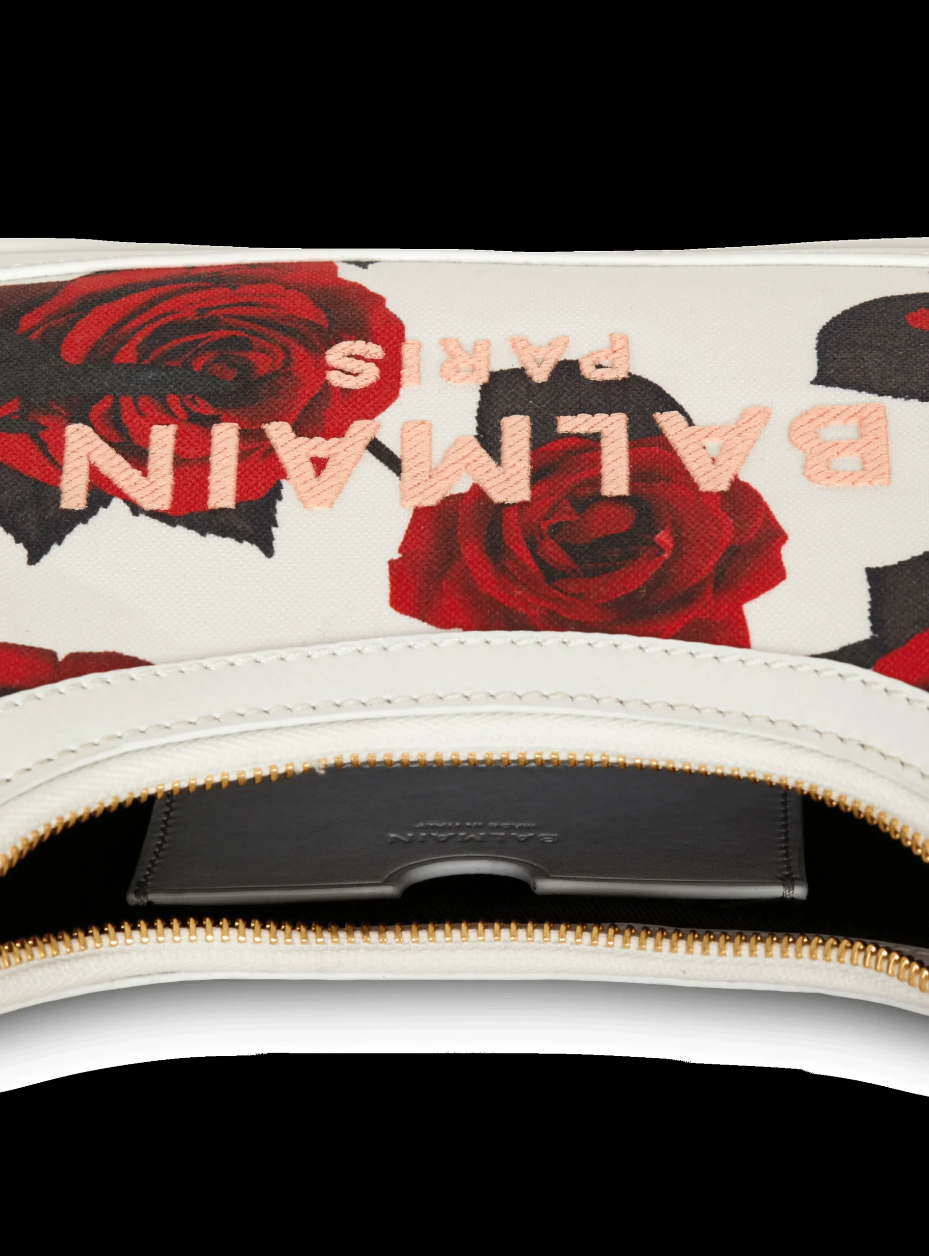 Women Balmain Canvas B-Army Shoulder Bag With A Roses Print