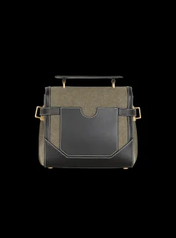 Women Balmain Canvas B-Buzz 23 Bag With Leather Panels