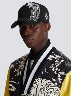 Balmain Cap With Printed Tiger