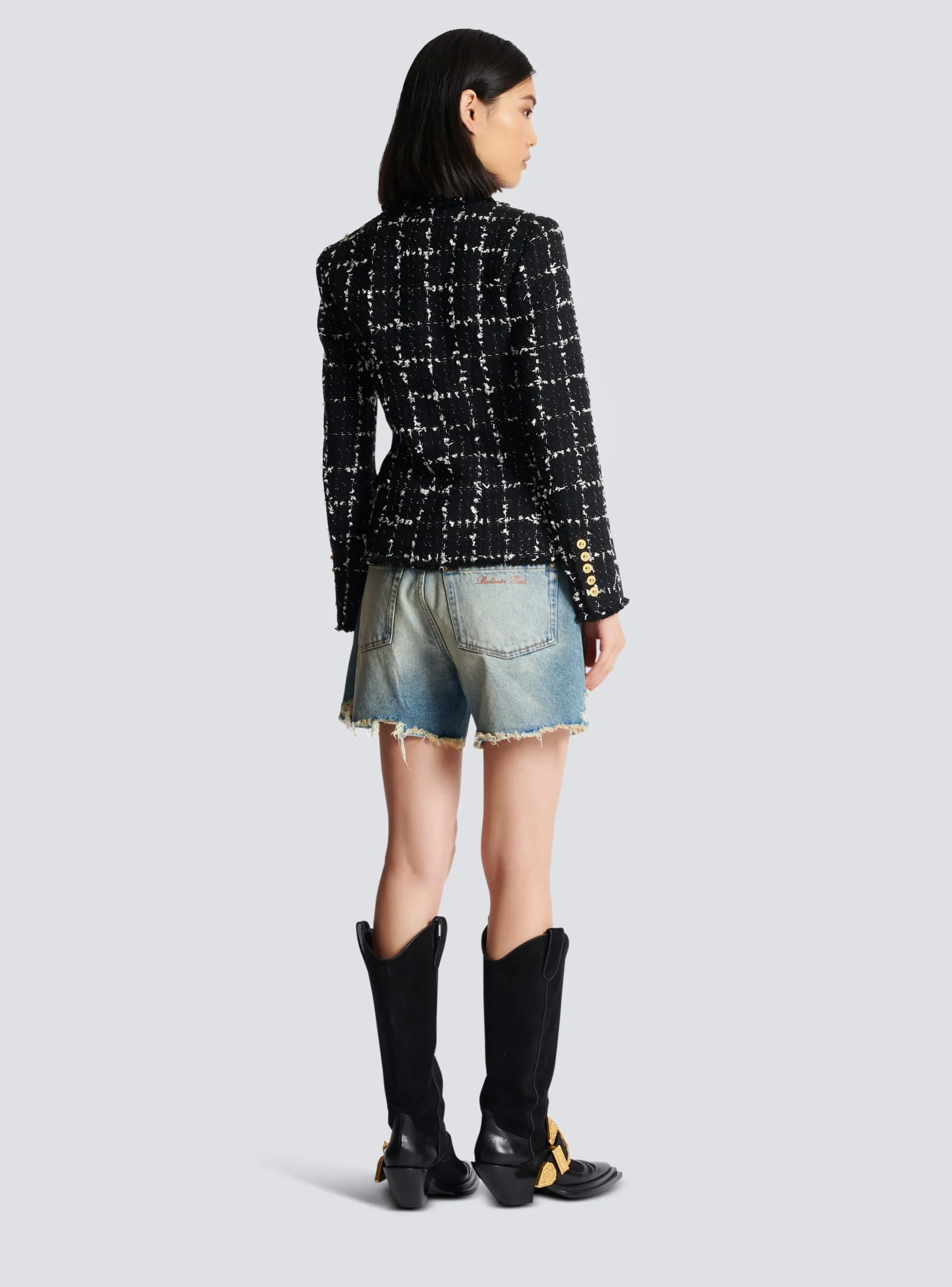 Women Balmain Check Tweed 6-button Jacket