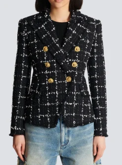 Women Balmain Check Tweed 6-button Jacket