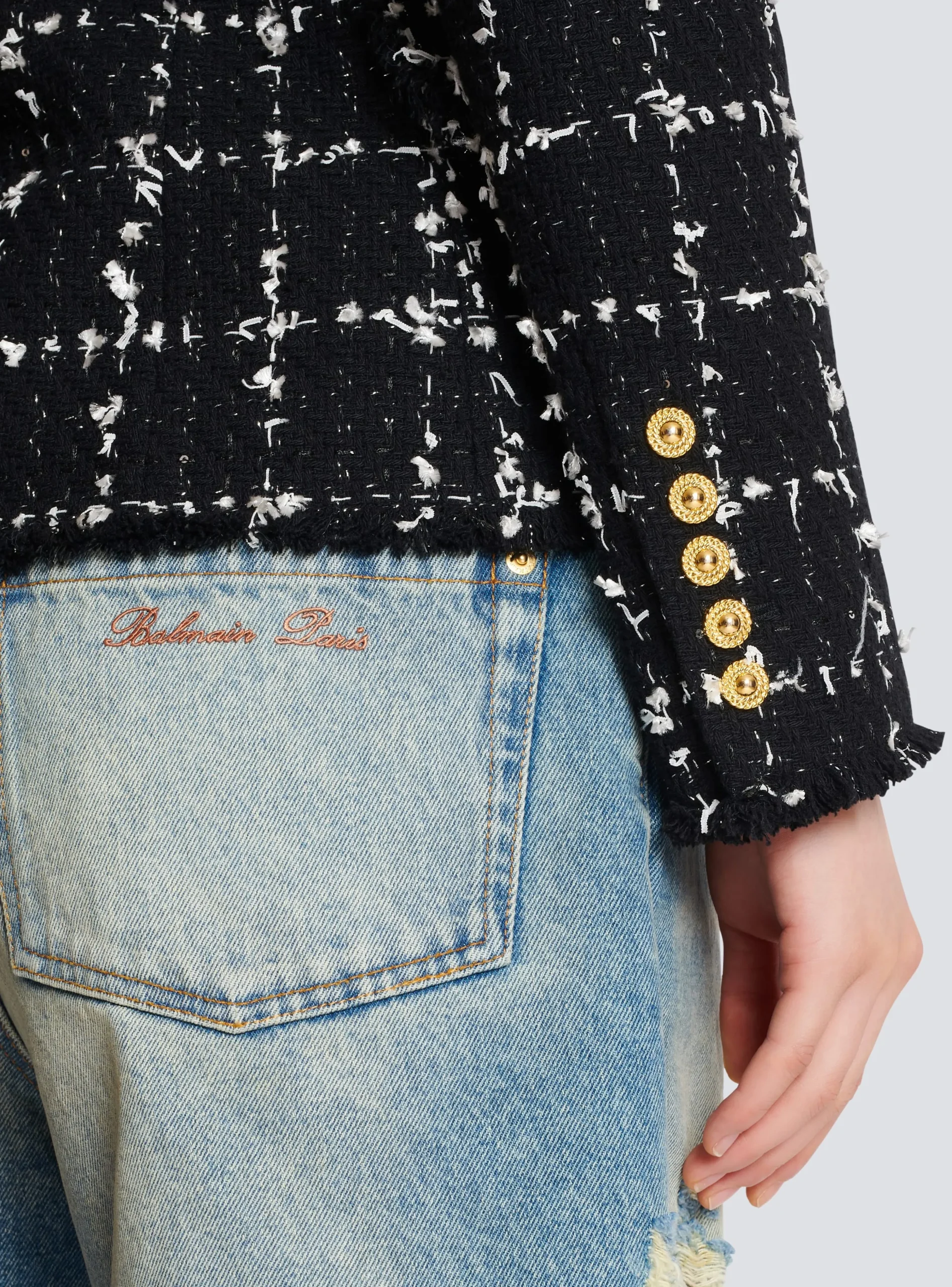 Women Balmain Check Tweed 6-button Jacket