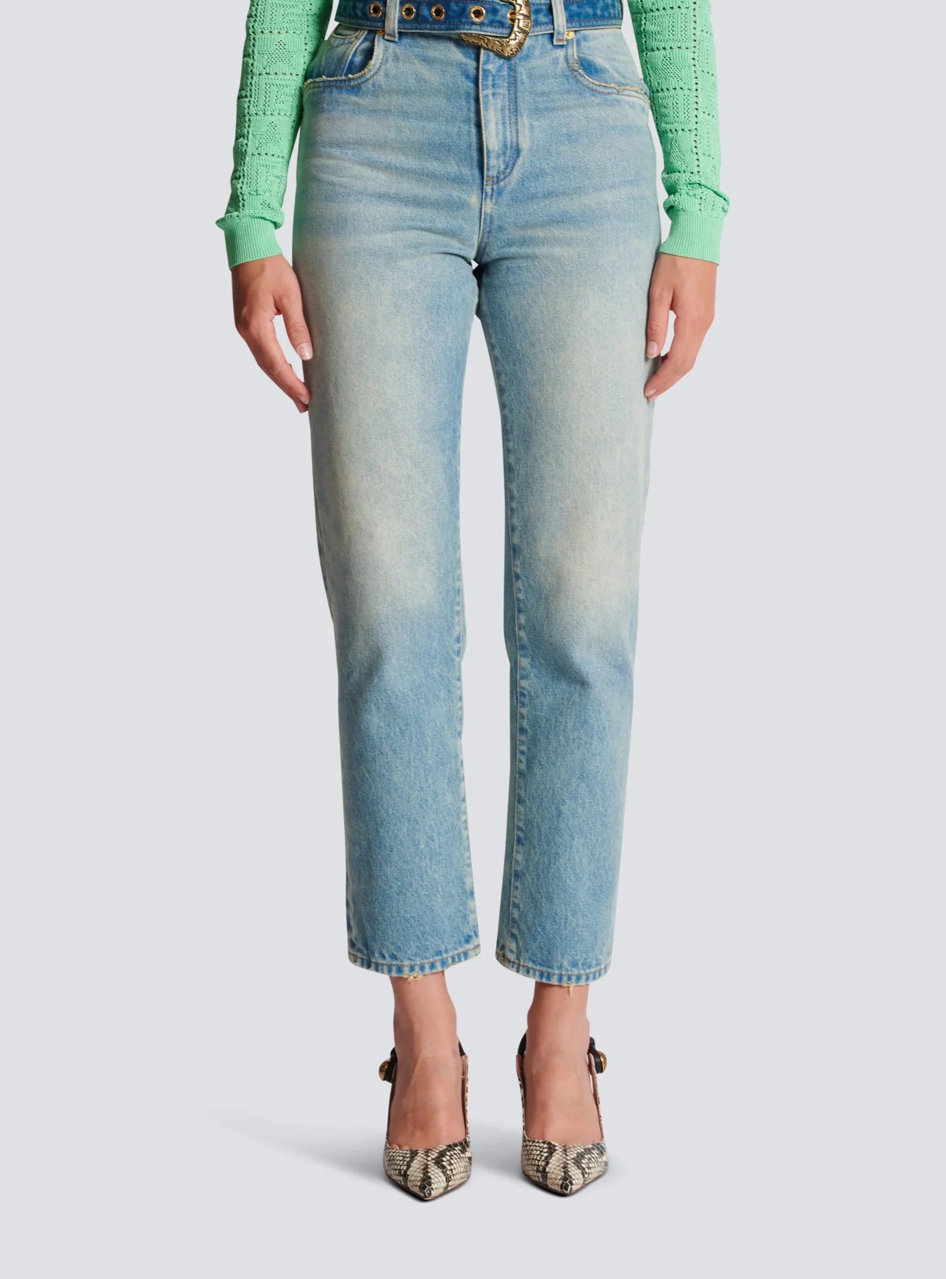 Women Balmain Classic Belted Jeans