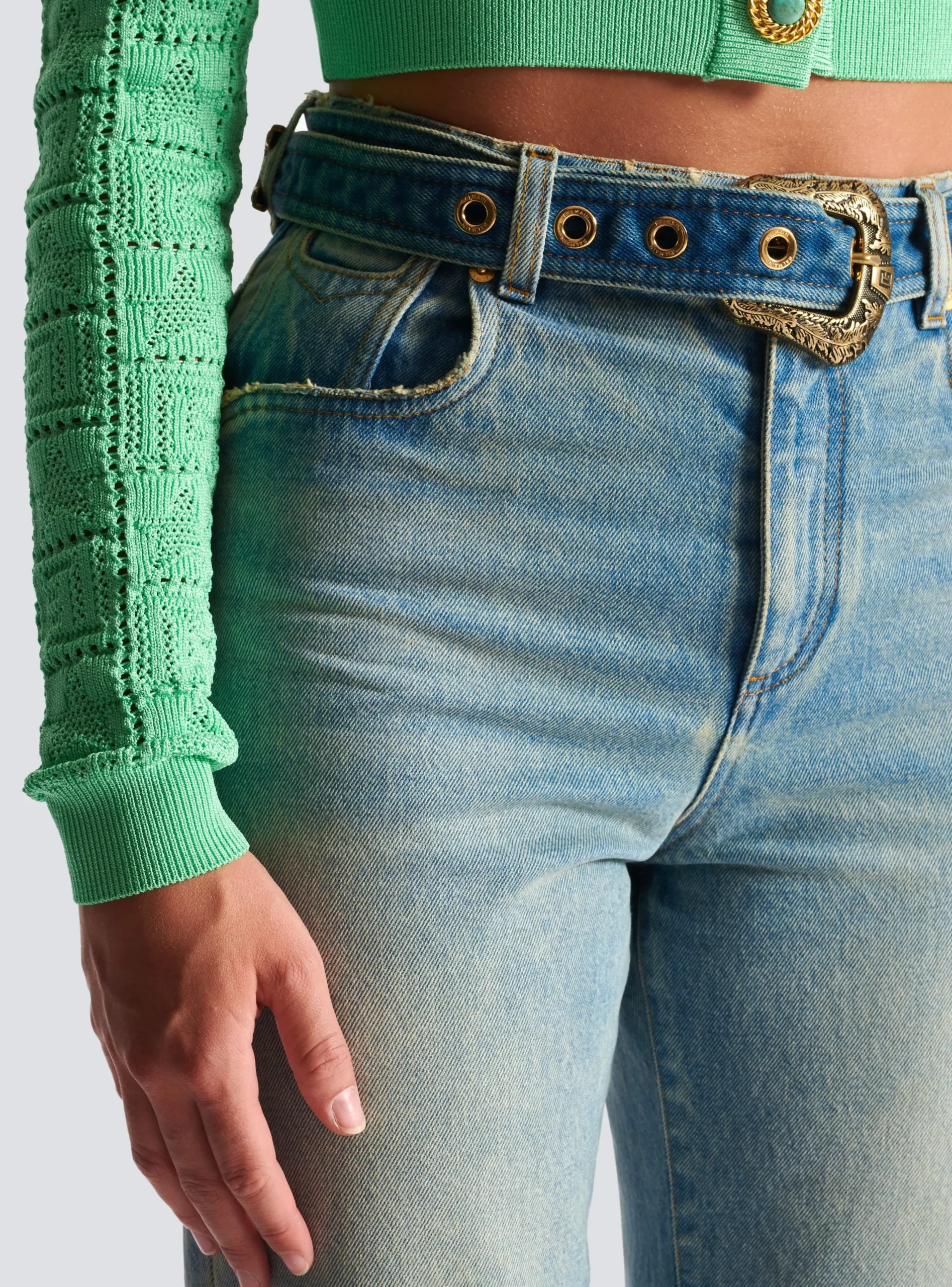 Women Balmain Classic Belted Jeans