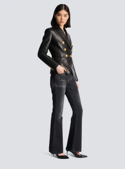 Women Balmain Classic 6-button Leather Jacket