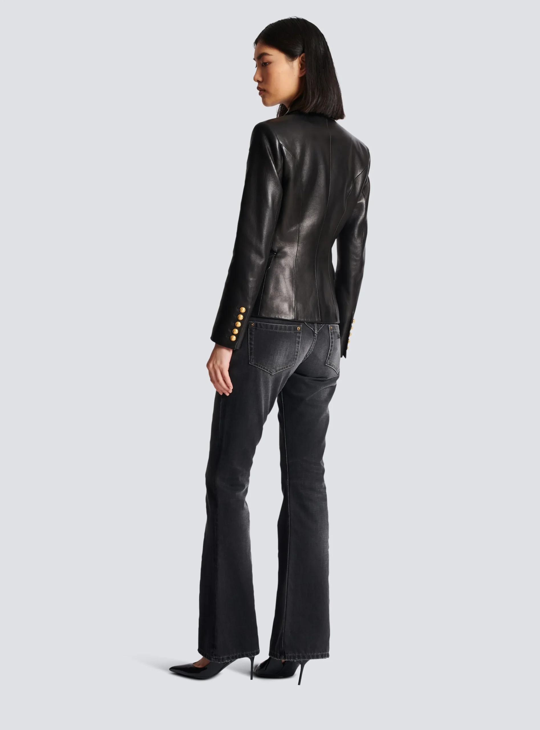 Women Balmain Classic 6-button Leather Jacket
