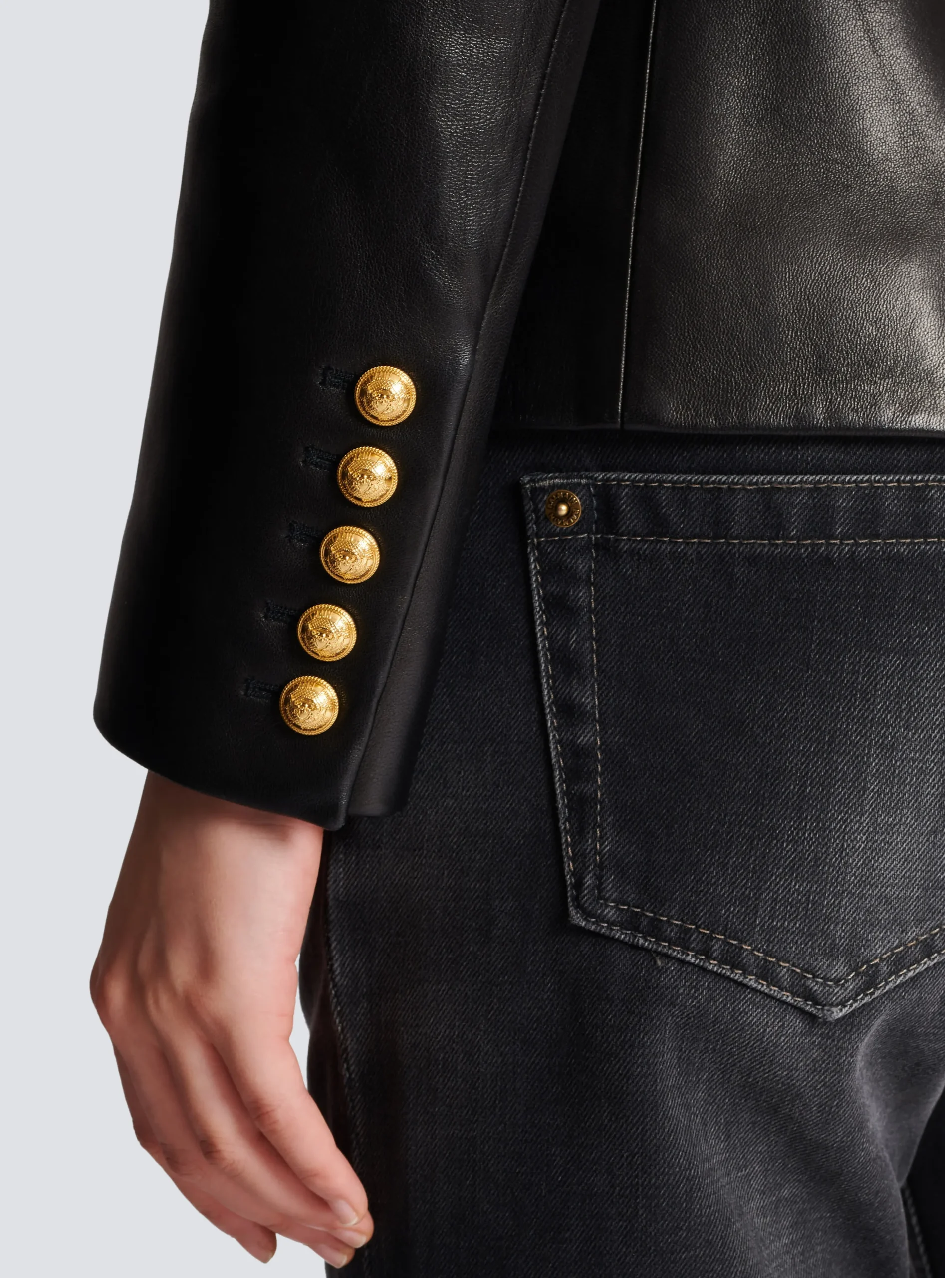 Women Balmain Classic 6-button Leather Jacket