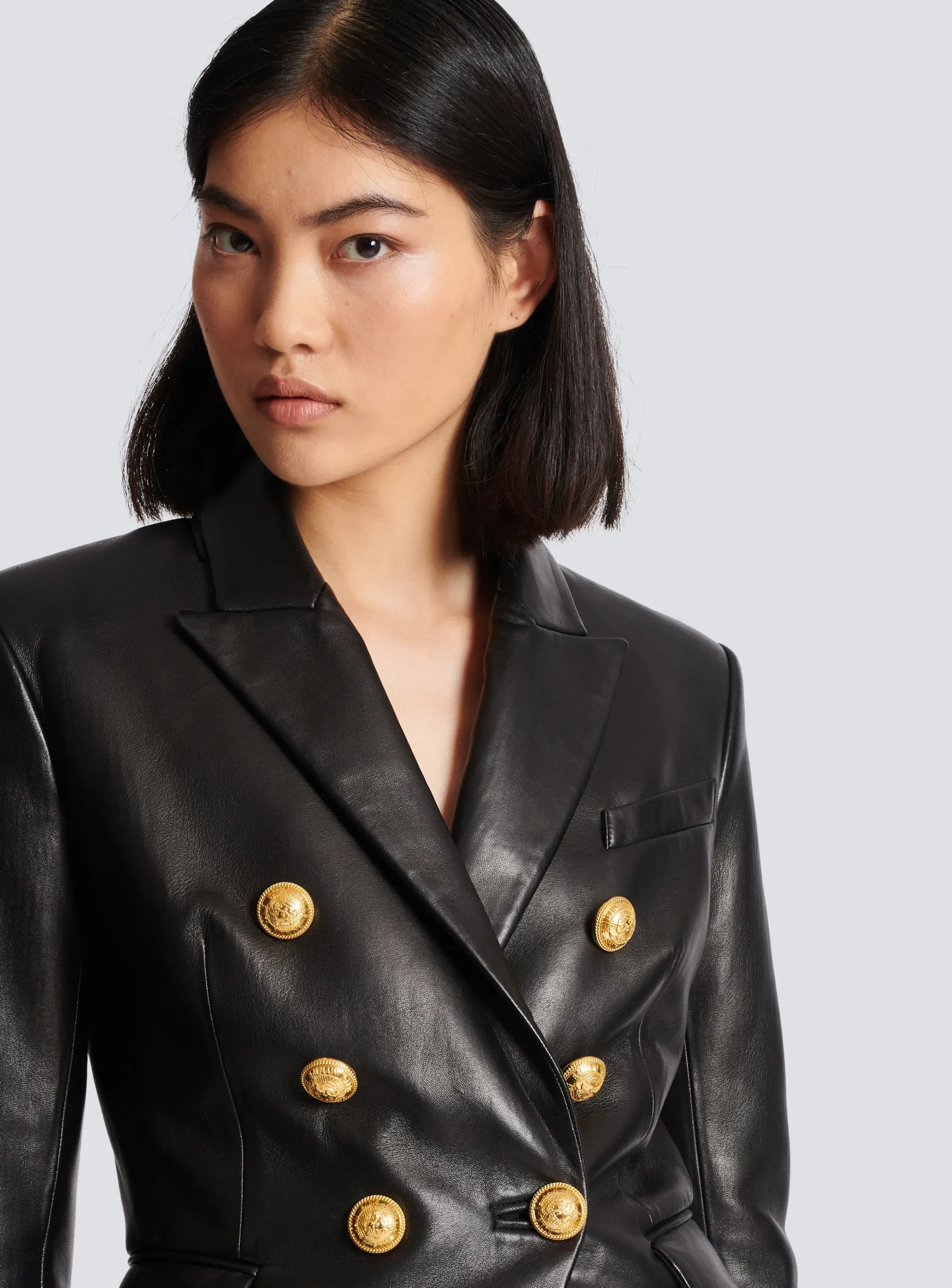 Women Balmain Classic 6-button Leather Jacket