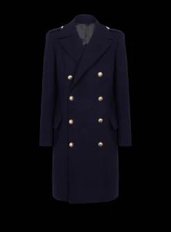 Balmain Coat In Felted Double-faced Wool