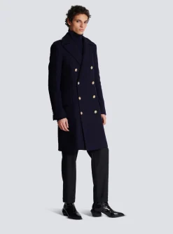 Balmain Coat In Felted Double-faced Wool