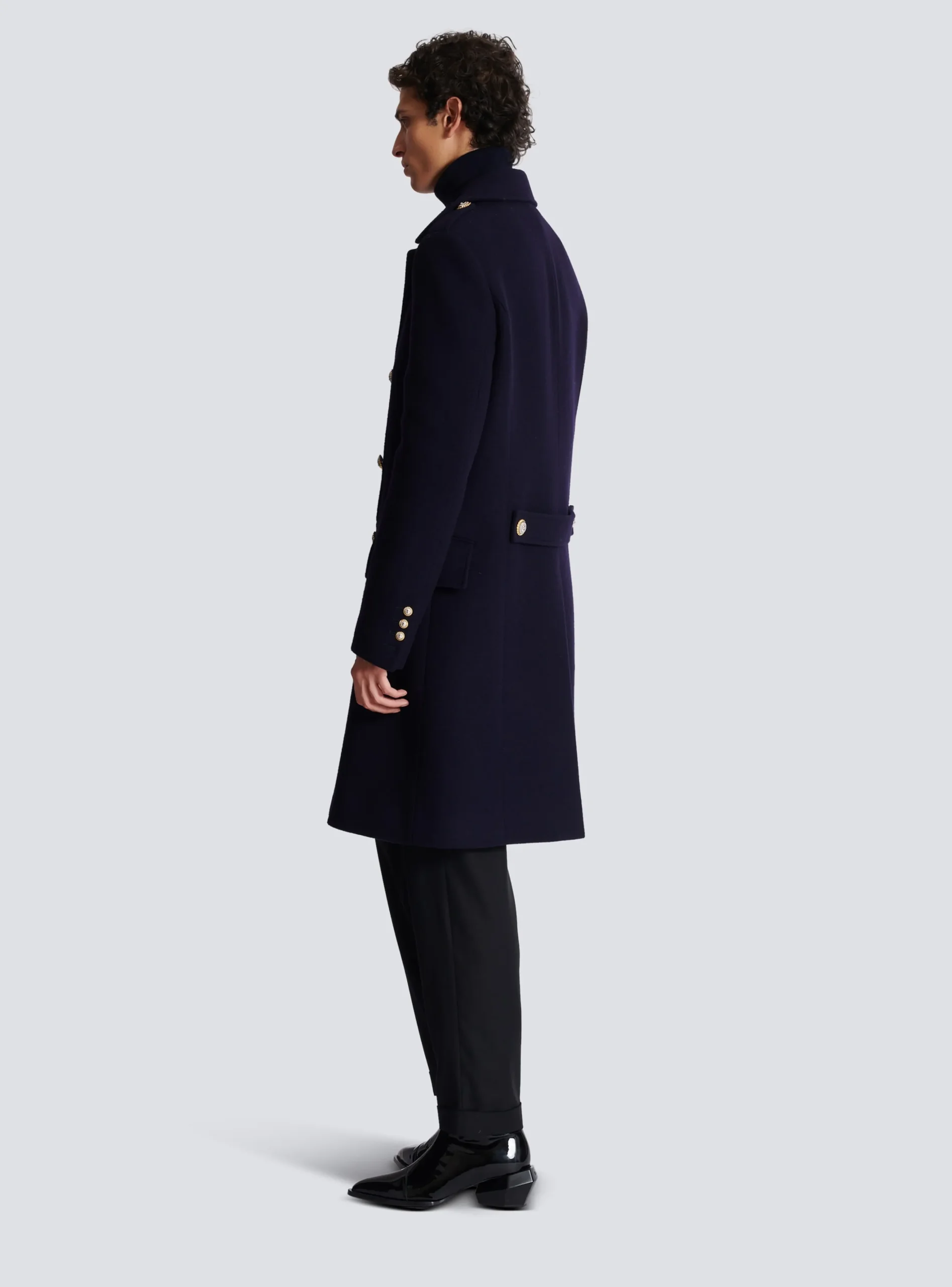 Balmain Coat In Felted Double-faced Wool