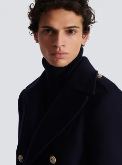 Balmain Coat In Felted Double-faced Wool