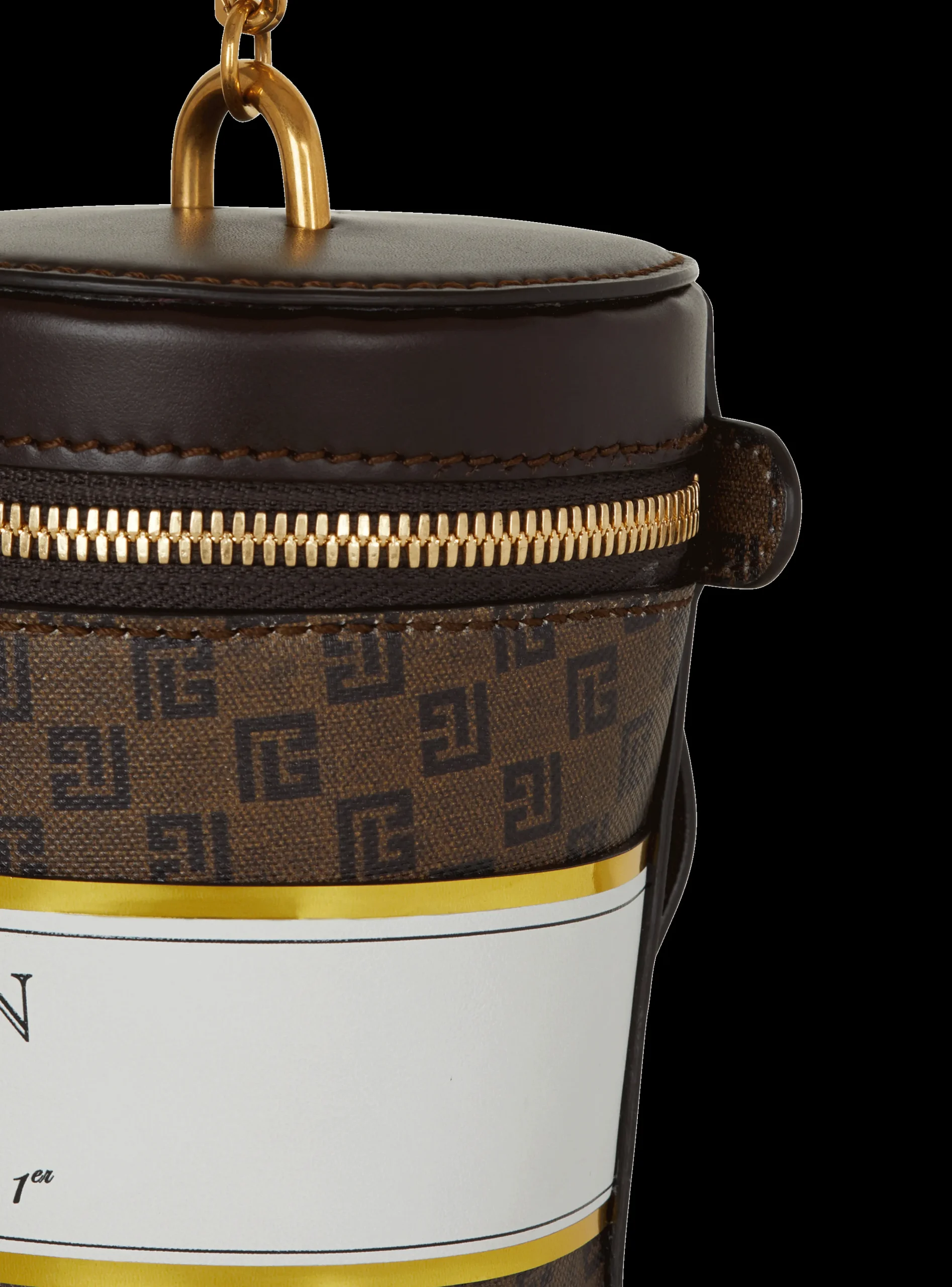 Women Balmain Coffee Cup Minaudière In Mini Monogram Canvas