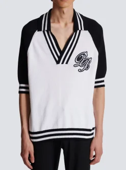 Balmain College Baseball PB Signature Knit Polo Shirt