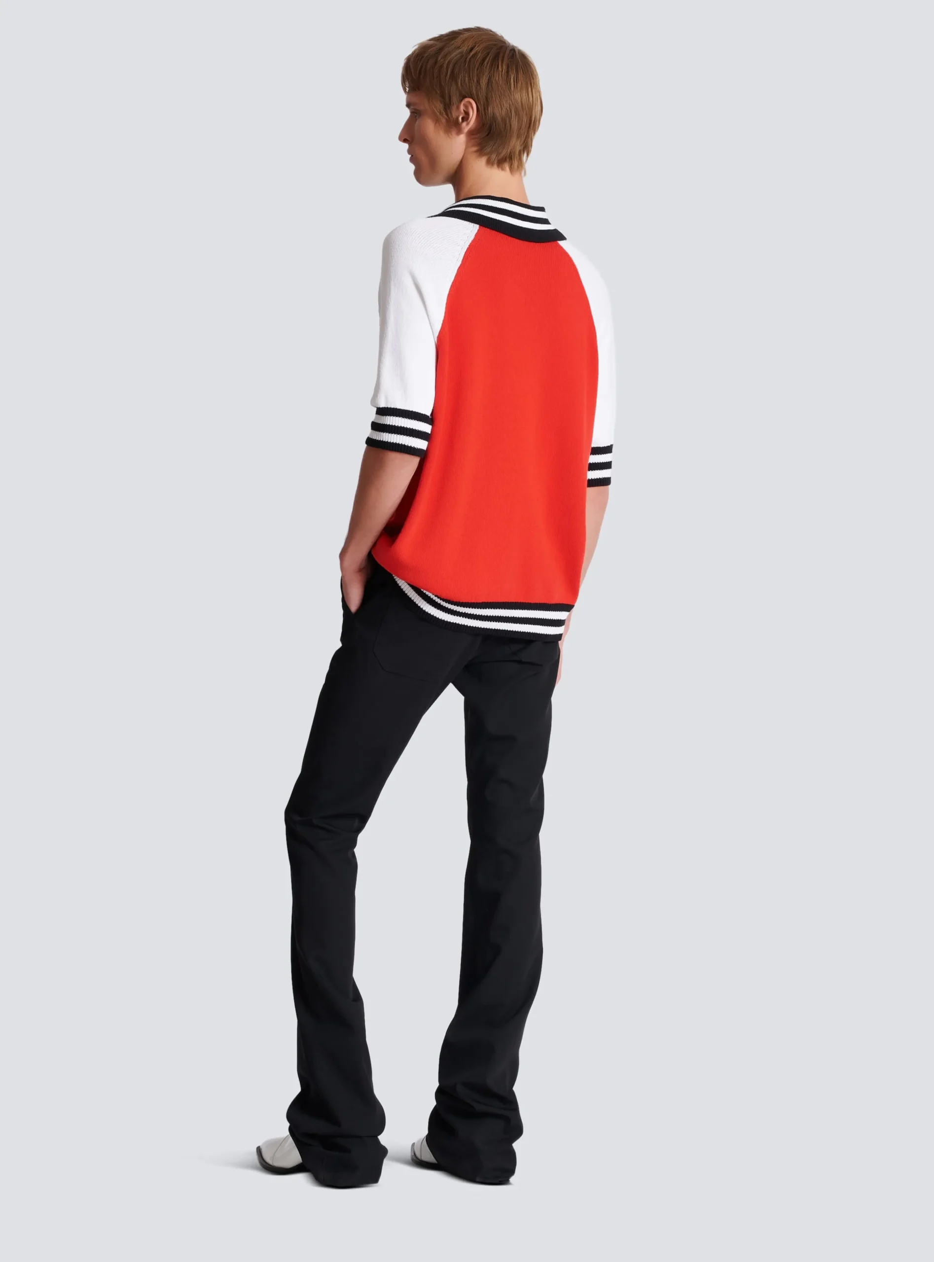 Balmain College Baseball PB Signature Knit Polo Shirt