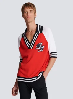 Balmain College Baseball PB Signature Knit Polo Shirt