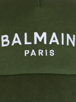 Balmain Cotton Cap With Paris Embroidery