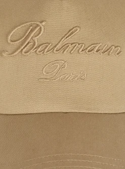 Balmain Cotton Cap With Signature Embroidery