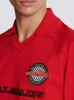 Balmain Cotton Piqué Polo Shirt With Racing Embroidery