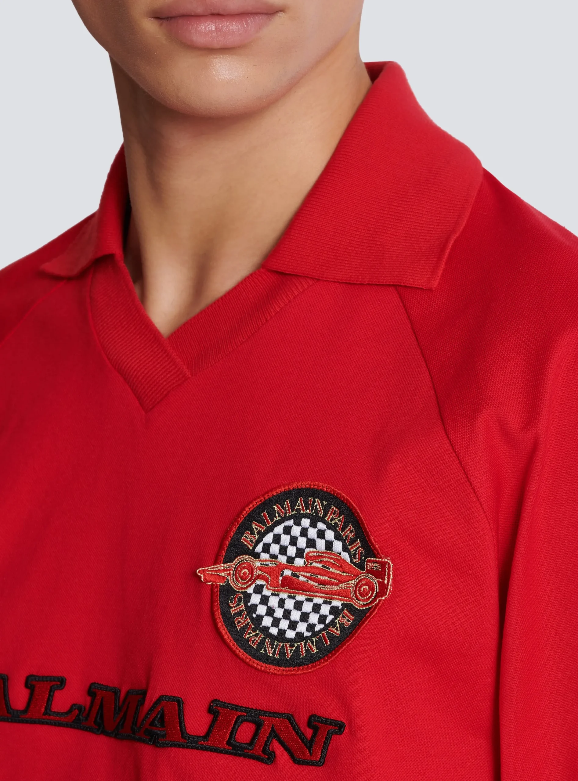 Balmain Cotton Piqué Polo Shirt With Racing Embroidery