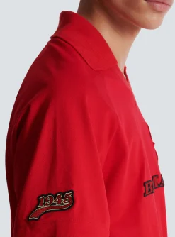Balmain Cotton Piqué Polo Shirt With Racing Embroidery
