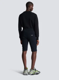 Balmain Cotton Shorts With Flocked Paris Logo