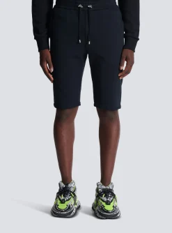Balmain Cotton Shorts With Flocked Paris Logo