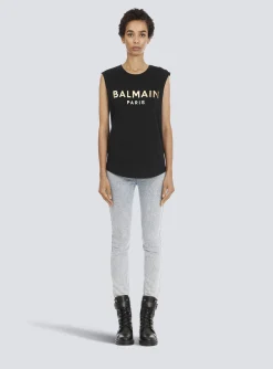 Women Balmain Cotton T-shirt With Logo Print