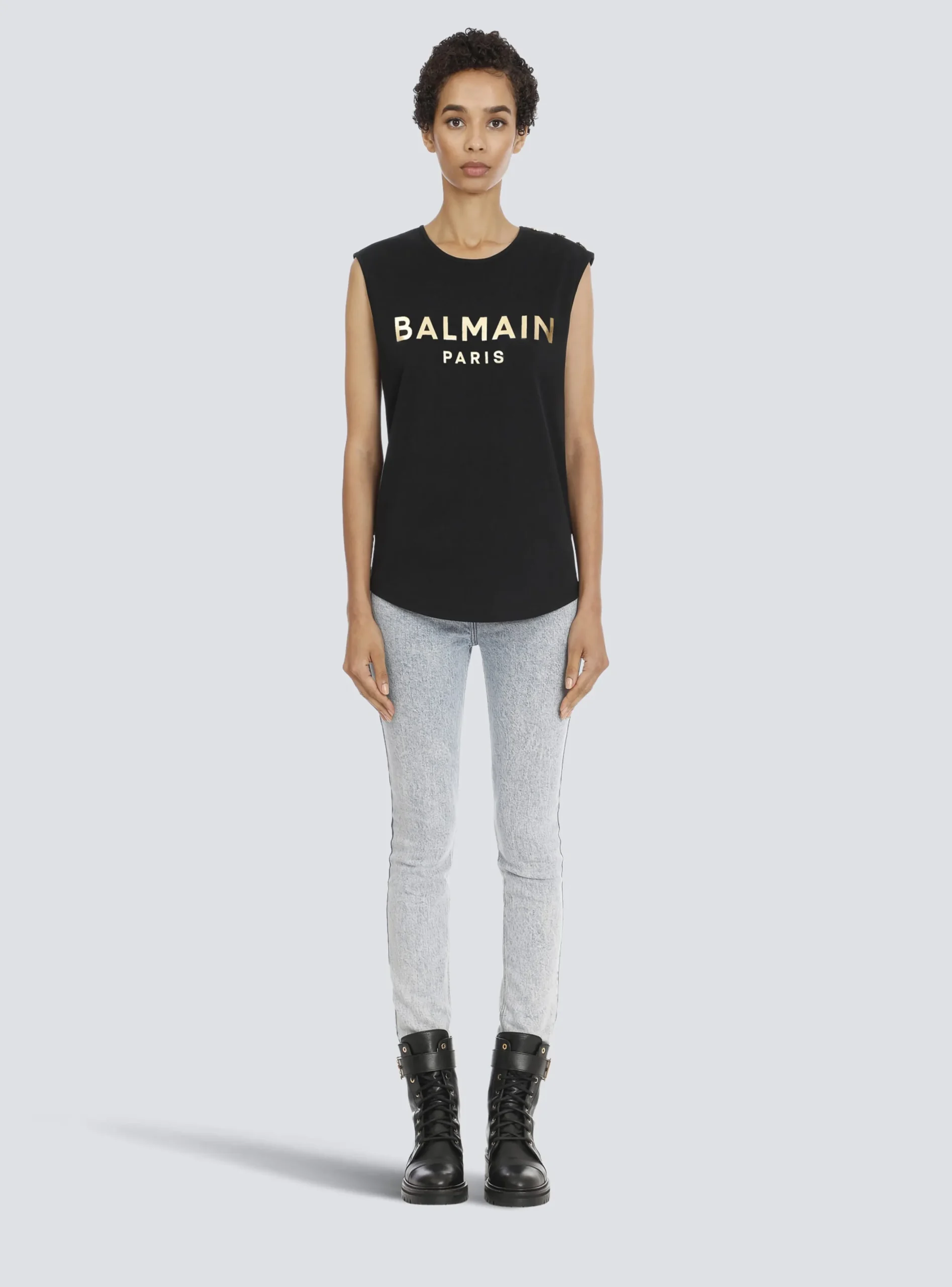 Women Balmain Cotton T-shirt With Logo Print
