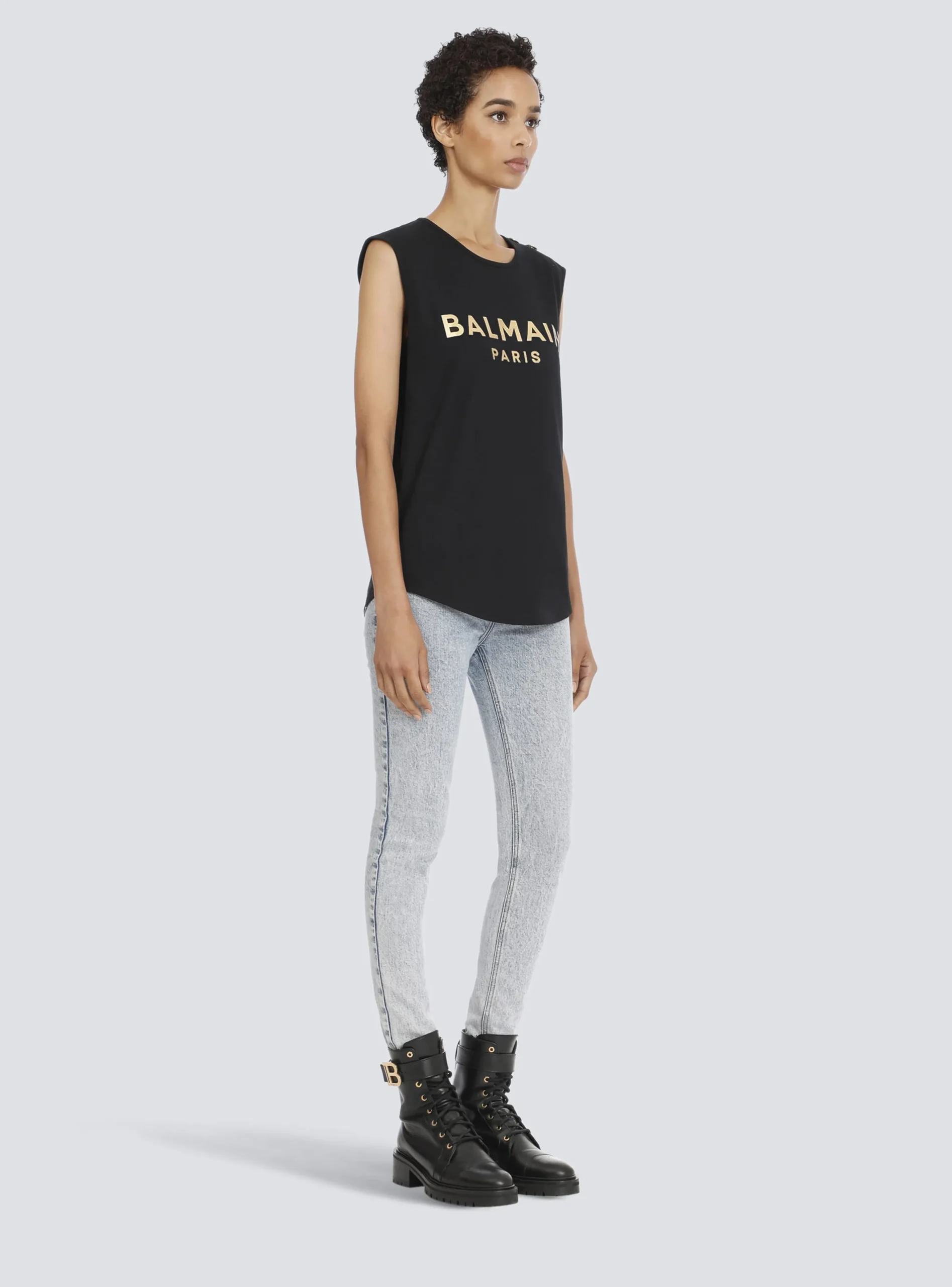 Women Balmain Cotton T-shirt With Logo Print