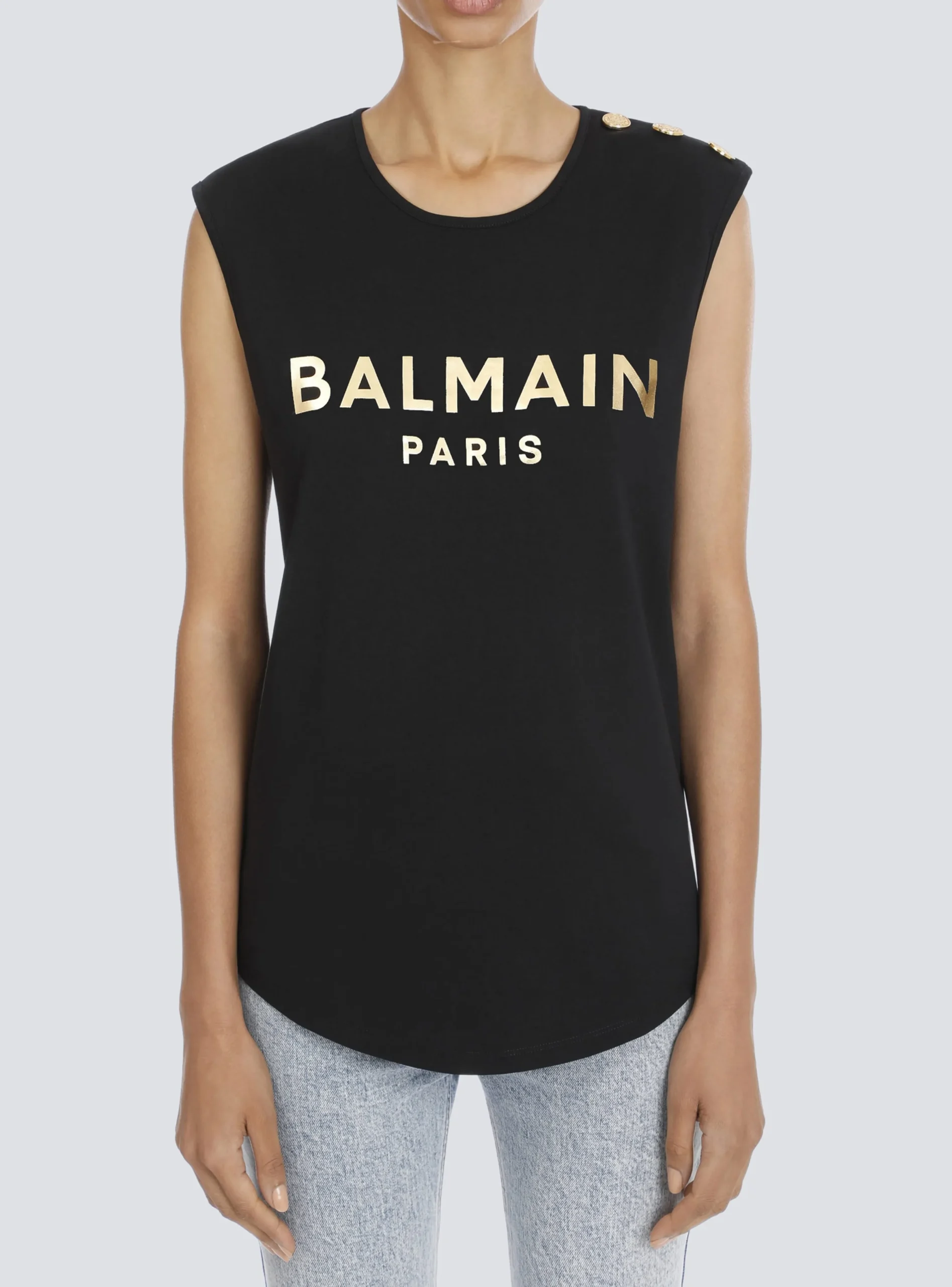 Women Balmain Cotton T-shirt With Logo Print