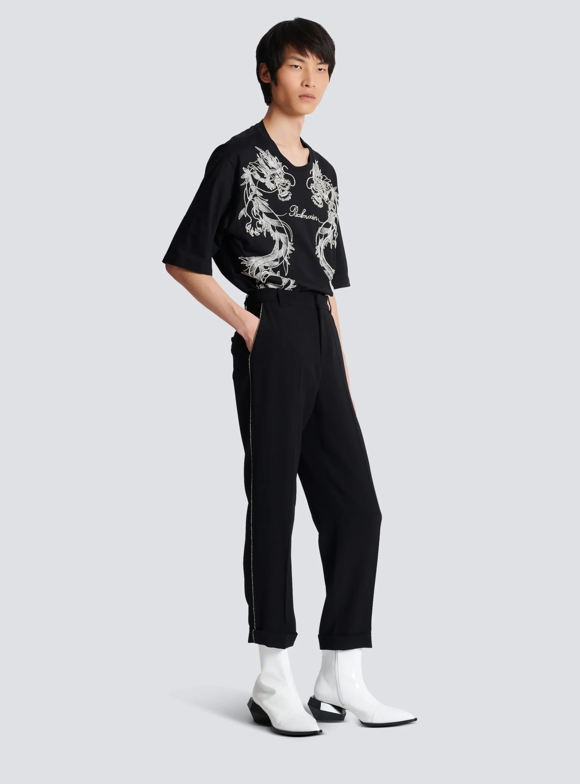 Balmain Crepe And Rhinestone Trousers