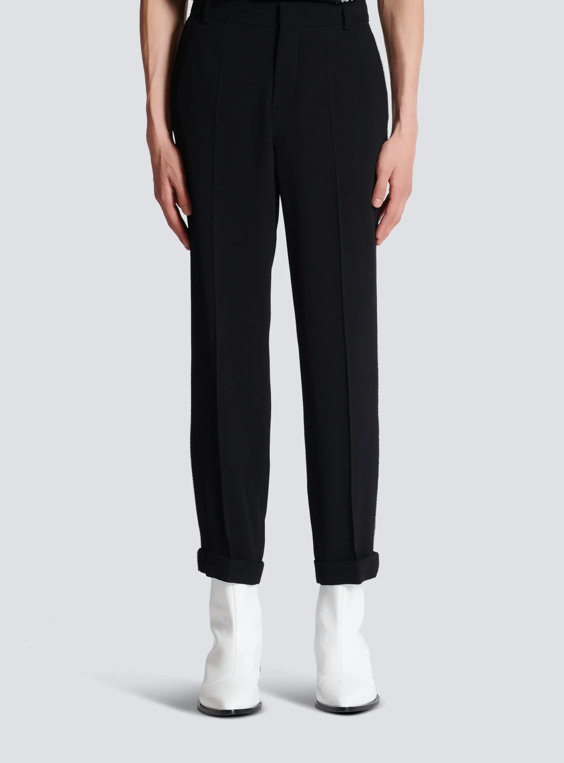 Balmain Crepe And Rhinestone Trousers