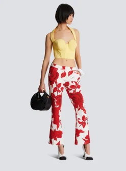 Women Balmain Crepe Halterneck Crop Top