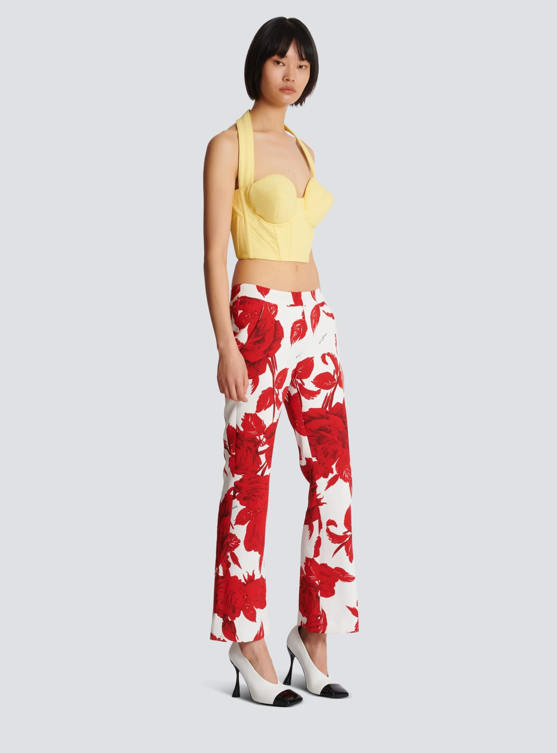 Women Balmain Crepe Halterneck Crop Top