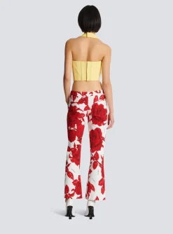 Women Balmain Crepe Halterneck Crop Top