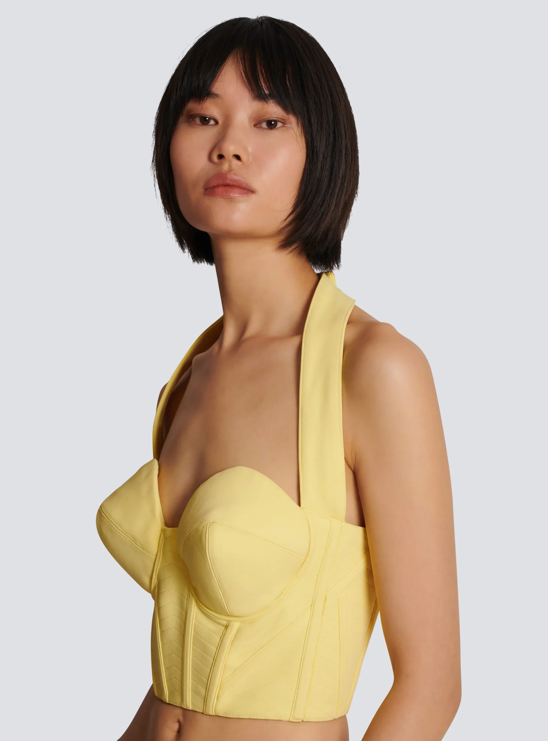 Women Balmain Crepe Halterneck Crop Top