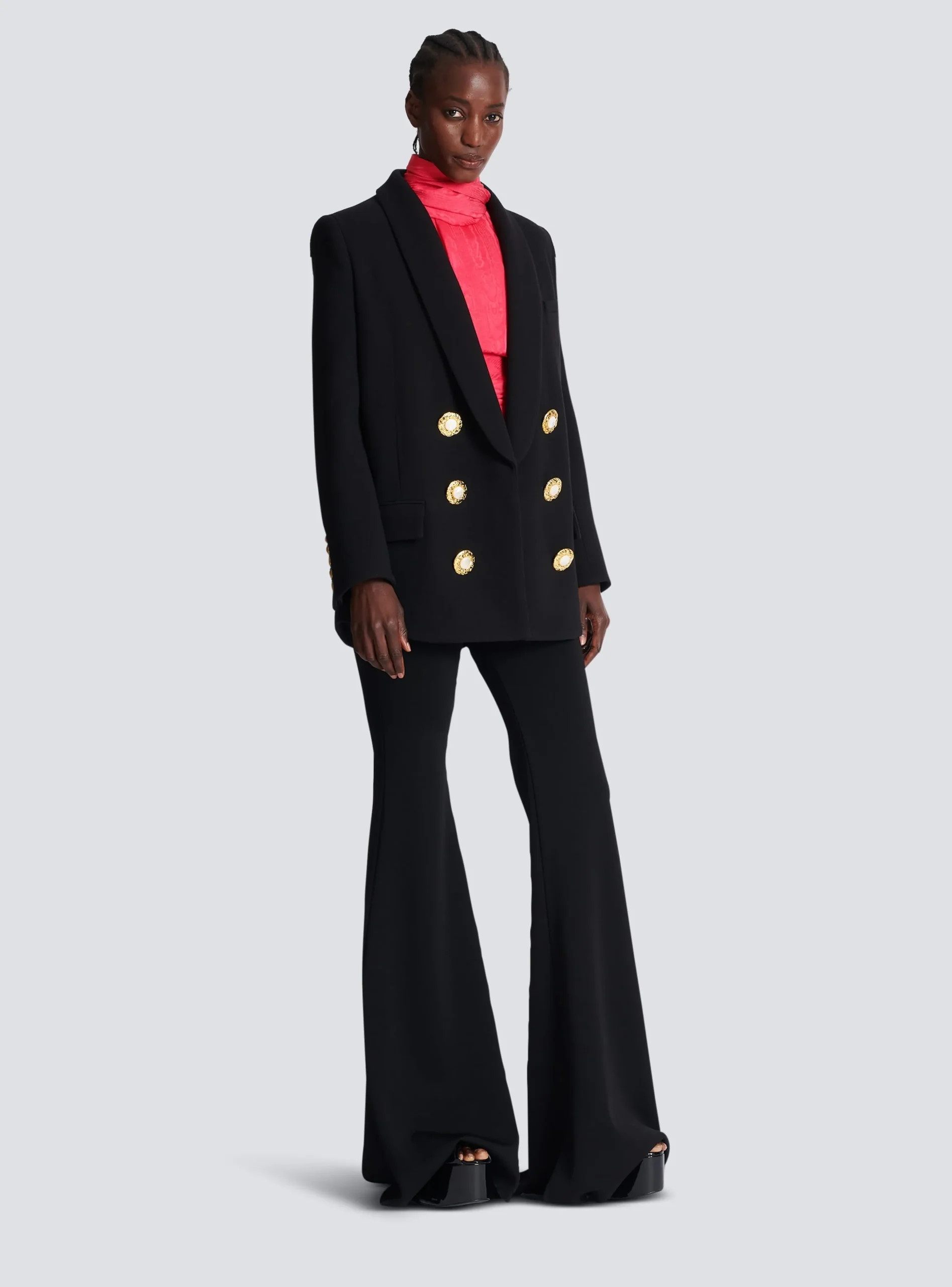 Women Balmain Crepe Jacket With A Shawl Collar