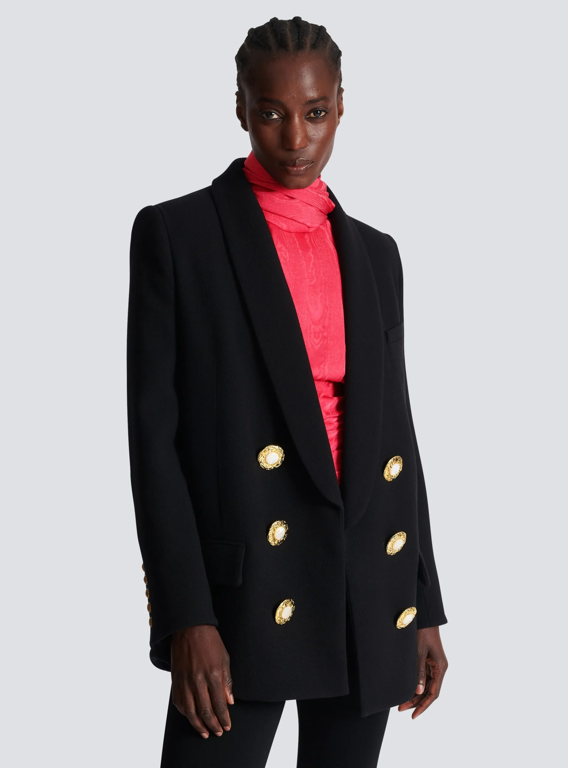 Women Balmain Crepe Jacket With A Shawl Collar