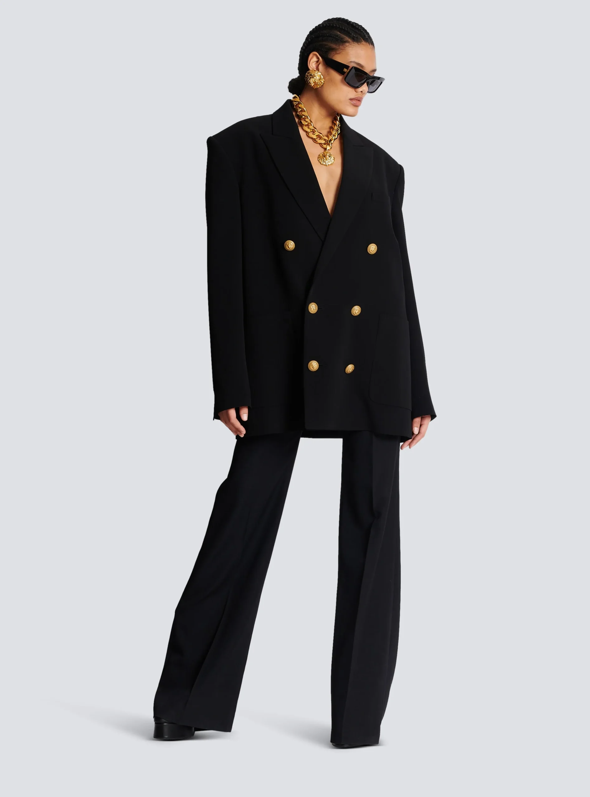 Women Balmain Crepe Jacket With Double-breasted Button Fastening