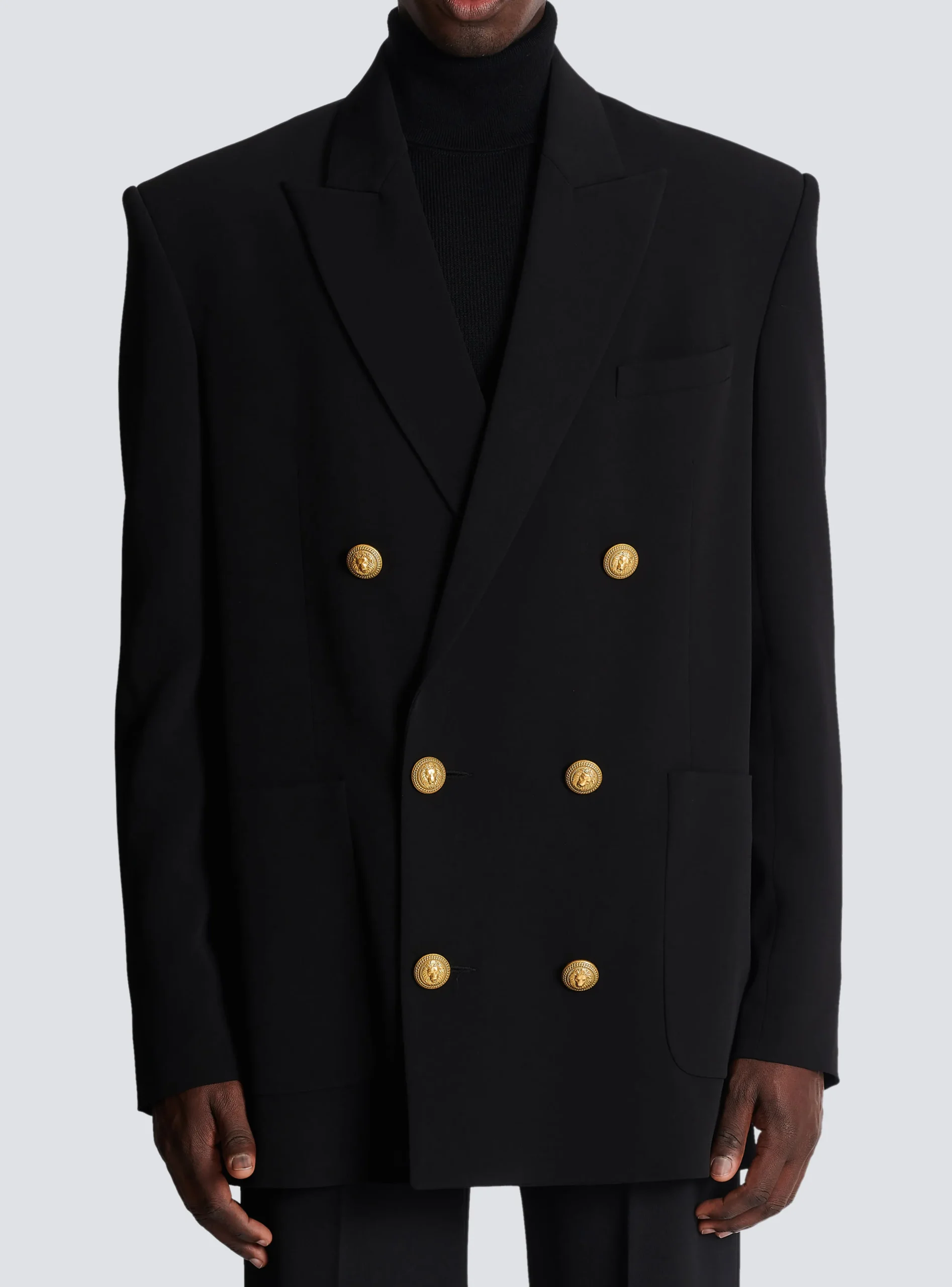 Women Balmain Crepe Jacket With Double-breasted Button Fastening