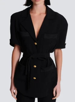 Women Balmain Crepe Safari Shirt