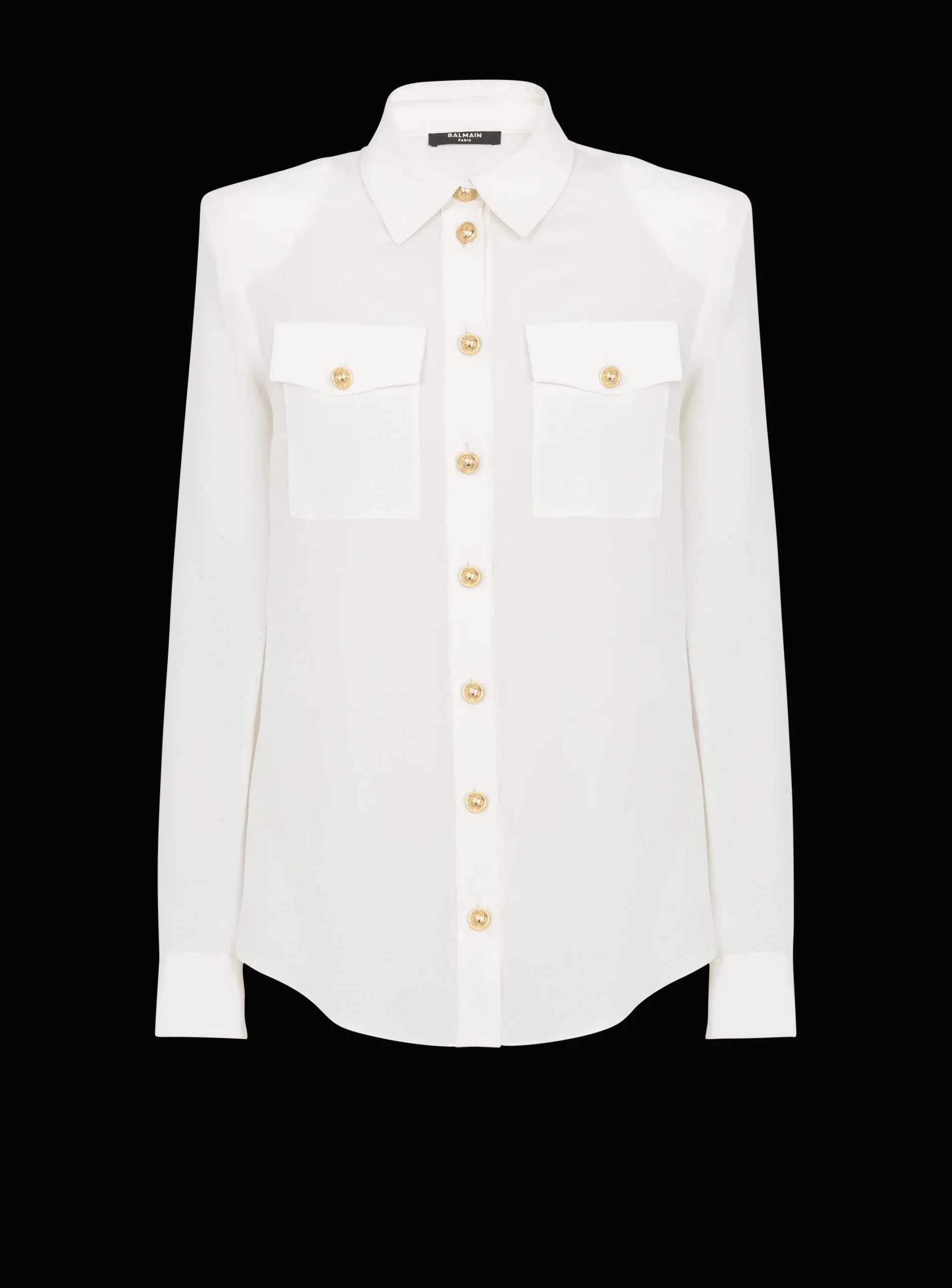 Women Balmain Crepe Shirt With Golden Buttons