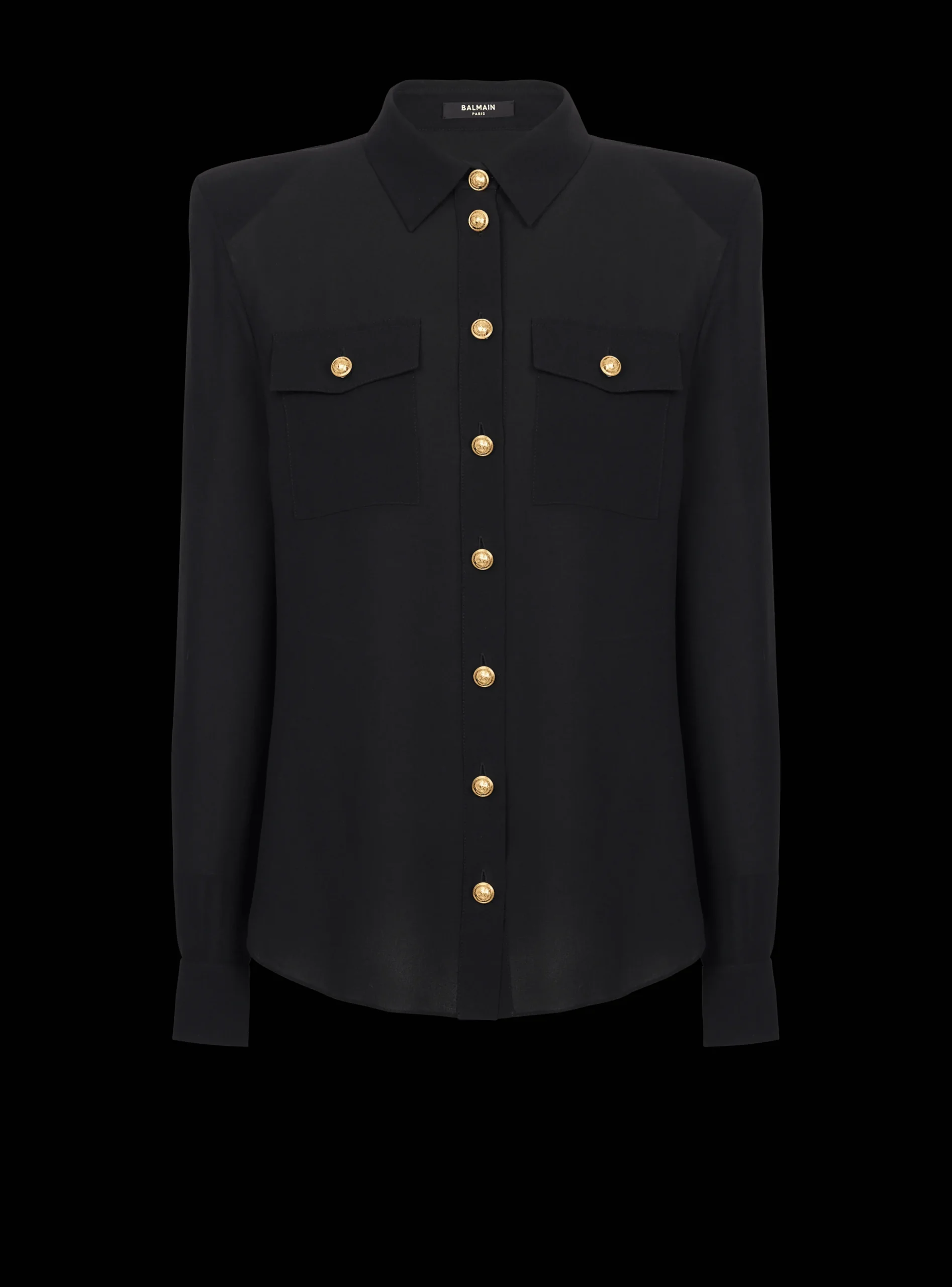 Women Balmain Crepe Shirt With Golden Buttons
