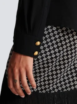 Women Balmain Crepe Shirt With Golden Buttons