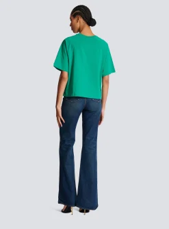 Women Balmain Cropped Signature T-shirt