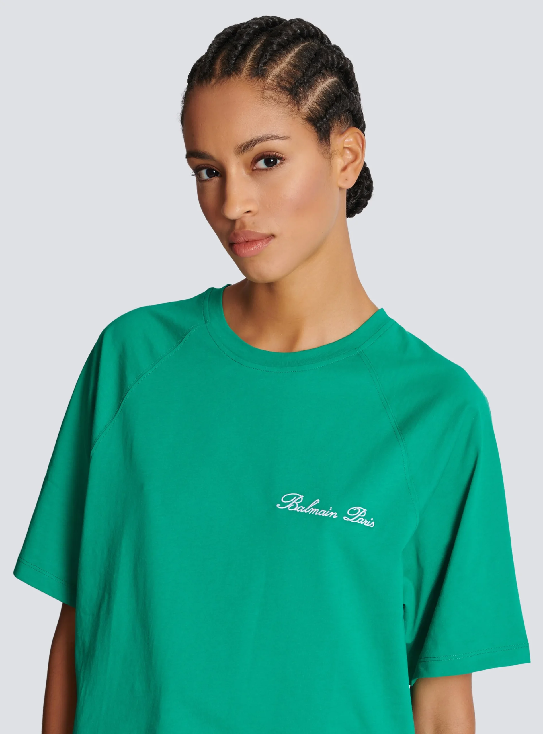 Women Balmain Cropped Signature T-shirt