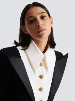 Women Balmain Cropped 6-button Crepe Jacket